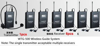 

New 1 Transmitter+ 6 Receiver+MIC+6 earphone Boutique Takstar UHF PLL Wireless tour guide system voice device teaching earphones