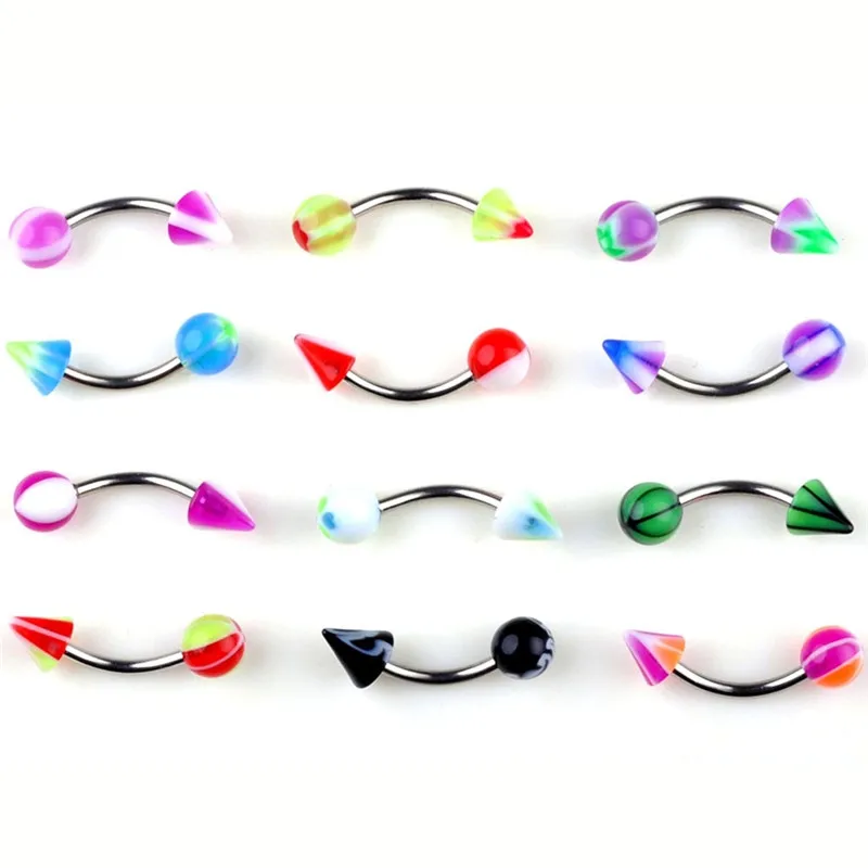 Sexy 5pcs Chic Body Jewelry 18G Punk Spike ball UV Eyebrow Piercing