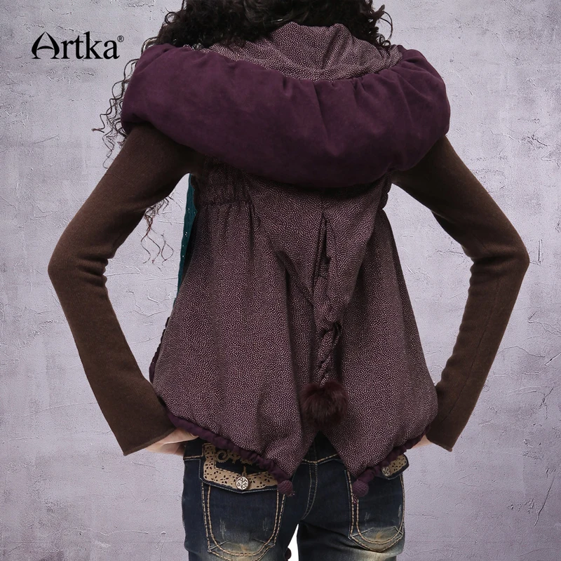 ARTKA Women Sleeveless Jacket Coat 2018 Autumn Outerwear With Hood...