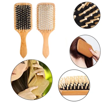 Massage Comb Paddle Brush Antistatic Combanti-static Natural Wooden Massage Hairbrush Comb Scalp Health Care Paddle Brush 4