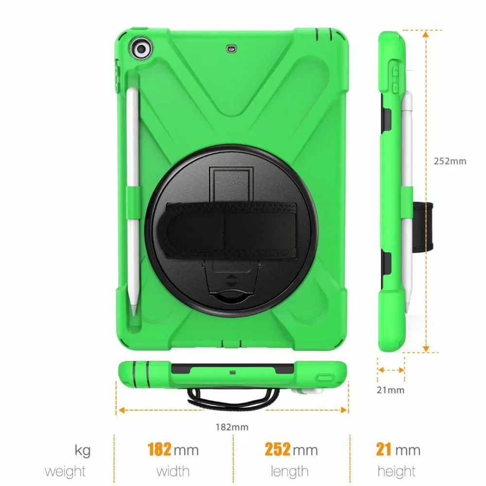 Case for iPad 9.7 2017 2018 Case Silicon Cover 360 Rotating Shockproof Hand Strap for iPad 2018 2017 9.7 Pencil Holder Cover     (6)