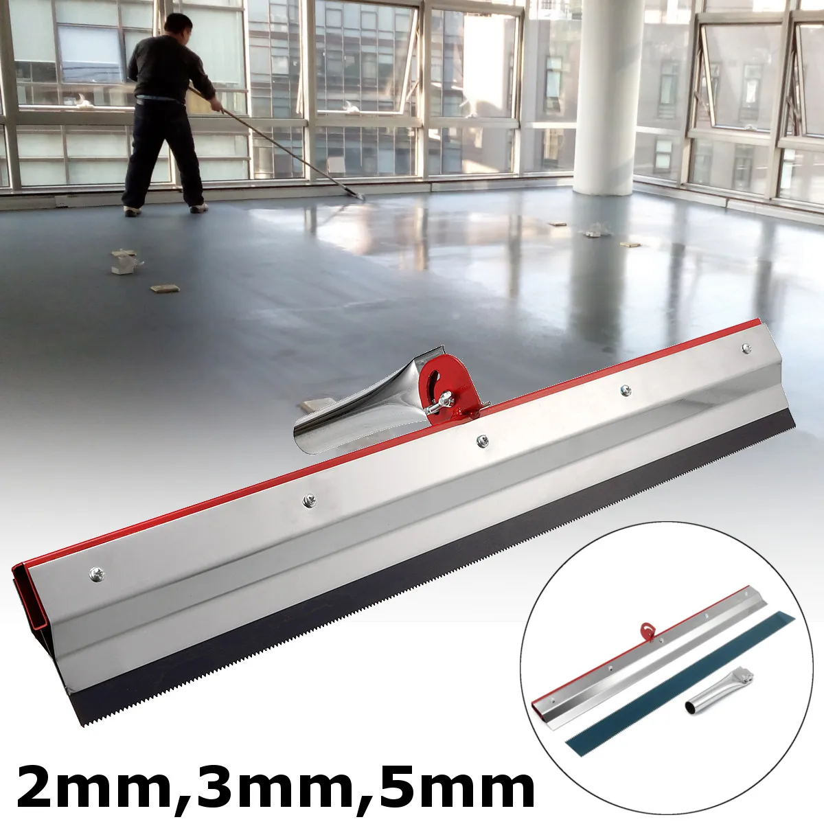 2/3/5mm de aço inoxidável entalhado rodo de borracha cola epoxy cimento pintura revestimento auto nivelamento revestimento engrenagem ancinho construção ferramentas manuais|Conjuntos ferramenta manual| | -
