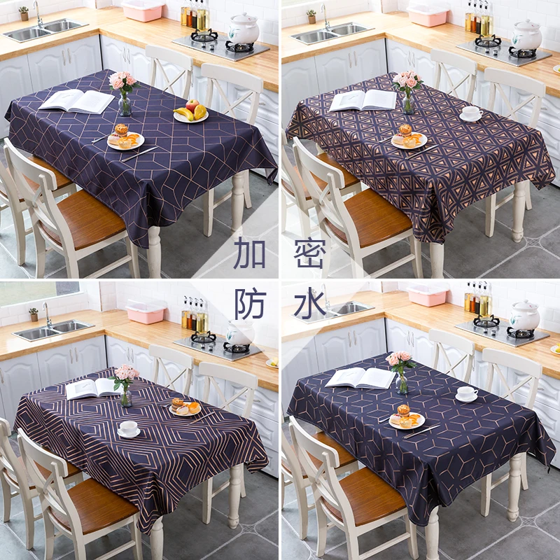 

geometric table cloth Waterproof linen black geometrical Gold line Home Decoration tablecloth Cover For Living Room Customable