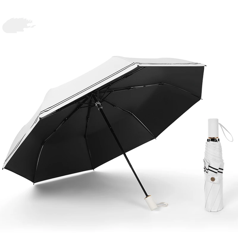 8 Bone 190 Т нейлон Pongee неавтоматический Зонт Защита от солнца 3 складной стекловолокно прочный Ветрозащитный дождь для женщин мужчин путешествия зонты - Цвет: White