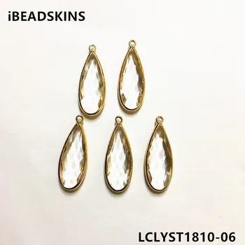 

New arrival! 37x14mm 30pcs/lot gold color Copper Material with white Glass drop-shape connection for Jewelry handmade DIY