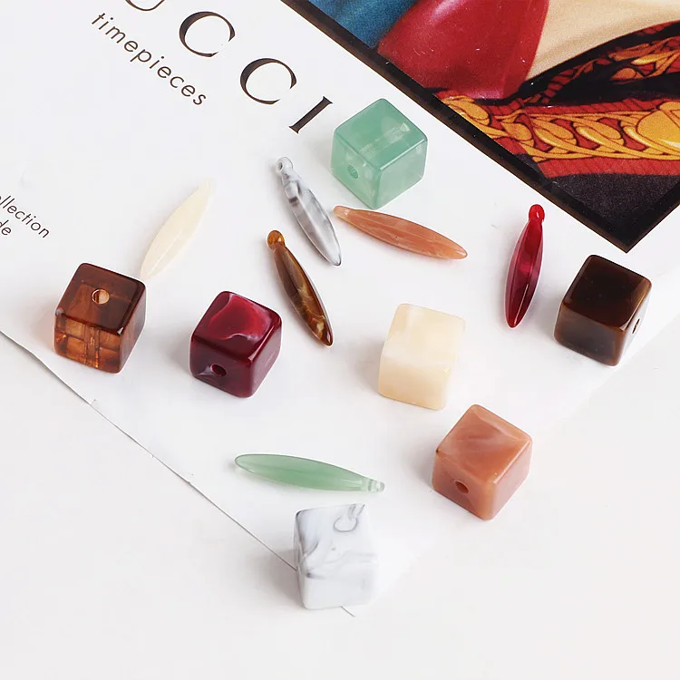 

DIY imitation Turquoise jade jewelry accessories resin square long oval earrings earrings pendant pendant material