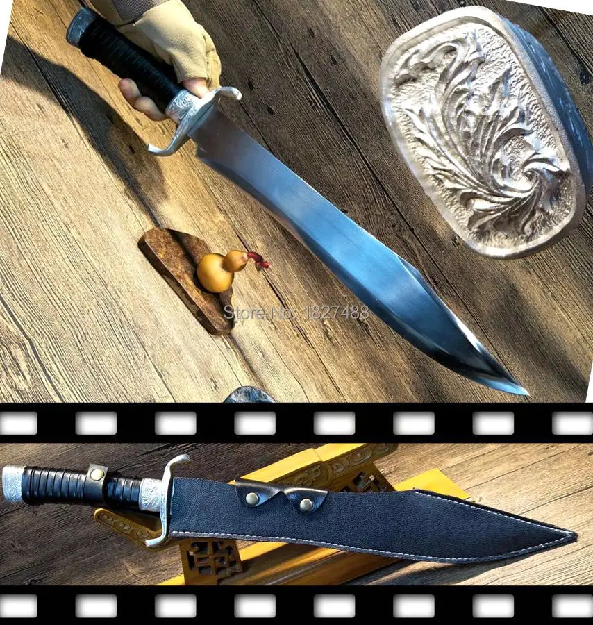 

Strong Spring Steel Hand-Grinding Very Sharp Outdoors Dao Sword Katana Hunting Battle Knife/Leather Sheath