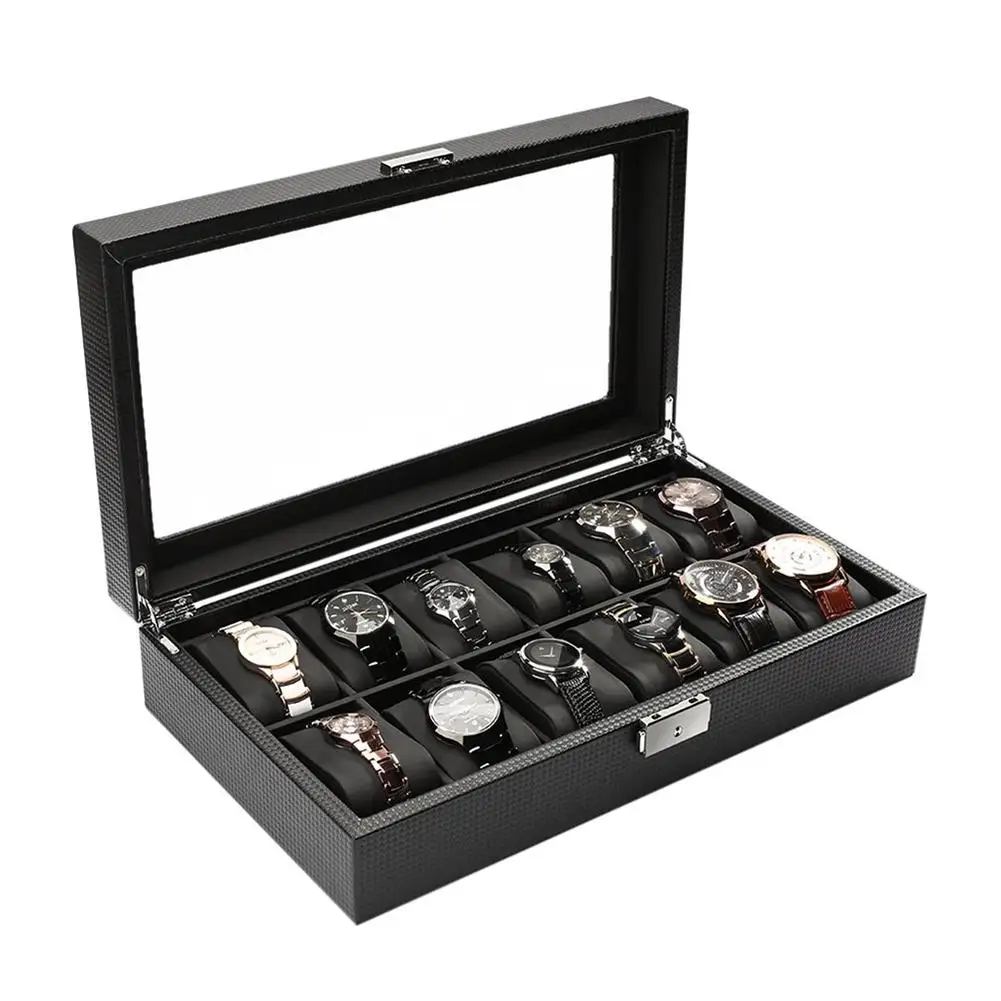

2017 Newest High Quality12 Grid Watch Boxes Rectangle Display Case Box Jewelry Collection dropshipping new