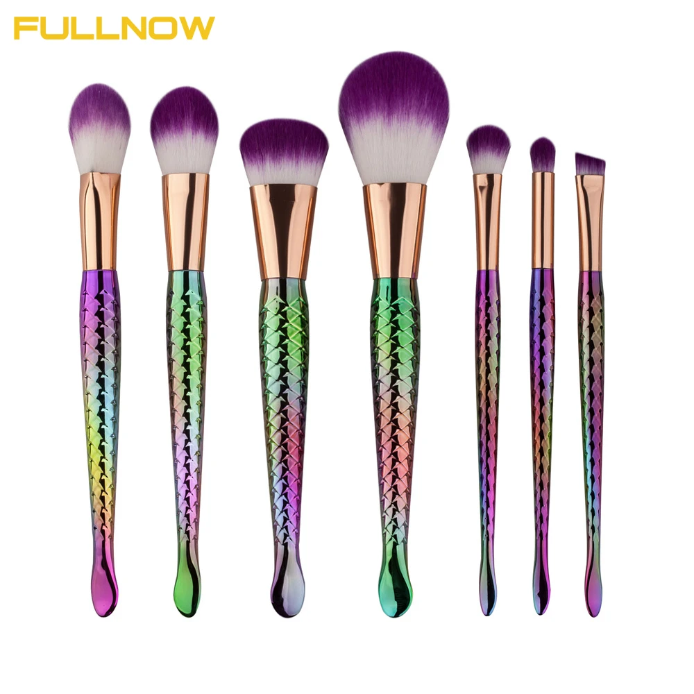 

FULLNOW Pro Mermaid 7pcs Makeup Brush Set Rainbow Foundation Powder Blending Brush Eyeshadow Cosmetic Tools Kit Maquiagem