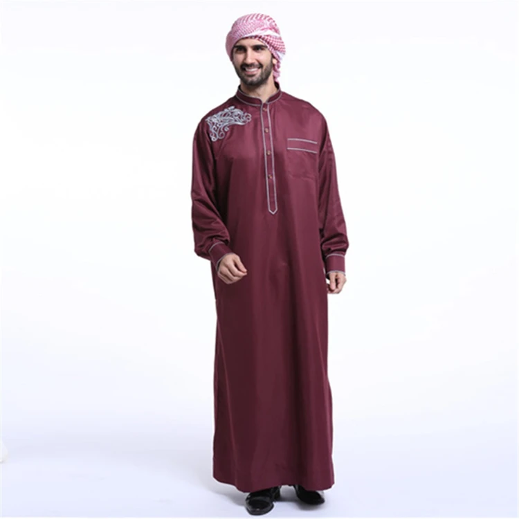 Модная мусульманская одежда мужские халаты с длинными рукавами с вышивкой арабские Дубаи индийские на Ближнем Востоке исламский человек Тобе кафтан 7a34