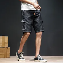 Оригинальные стильные мужские короткие джинсы хлопковые повседневные черные однотонные джинсовые шорты мужские брендовая одежда Мужские Jogger Летняя мода 5XL 6XL