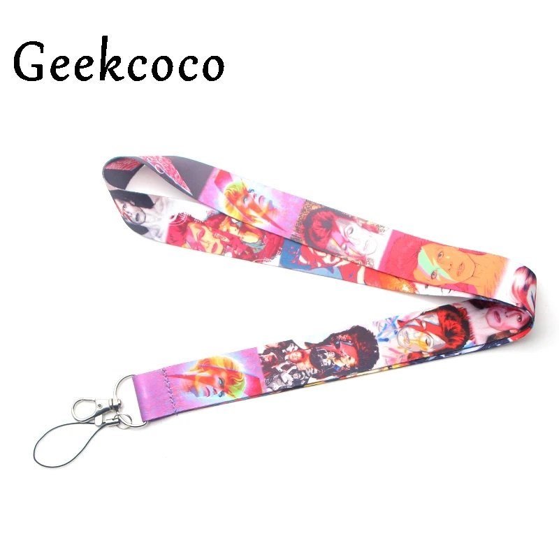 

David Bowie keychains Accessories Safety Breakaway Mobile Phone USB ID Badge Holder Keys Straps Tags Neck lanyard Camera J0225