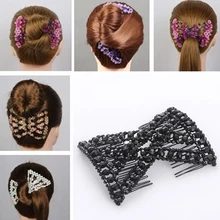 DIY peines de pelo mágico elásticos para mujer, pinza de pelo Vintage, herramientas para hacer moños, peinado, cuentas de perla de moda, accesorios para el cabello