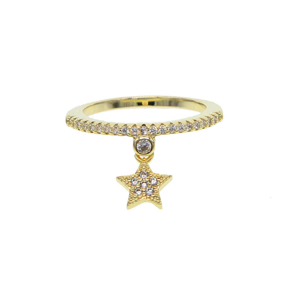 

2019 New Fashion Ring Moon & Star Dazzling pinky Finger Ring For Women Girls Jewelry Wedding Engagement Jewelry Gifts