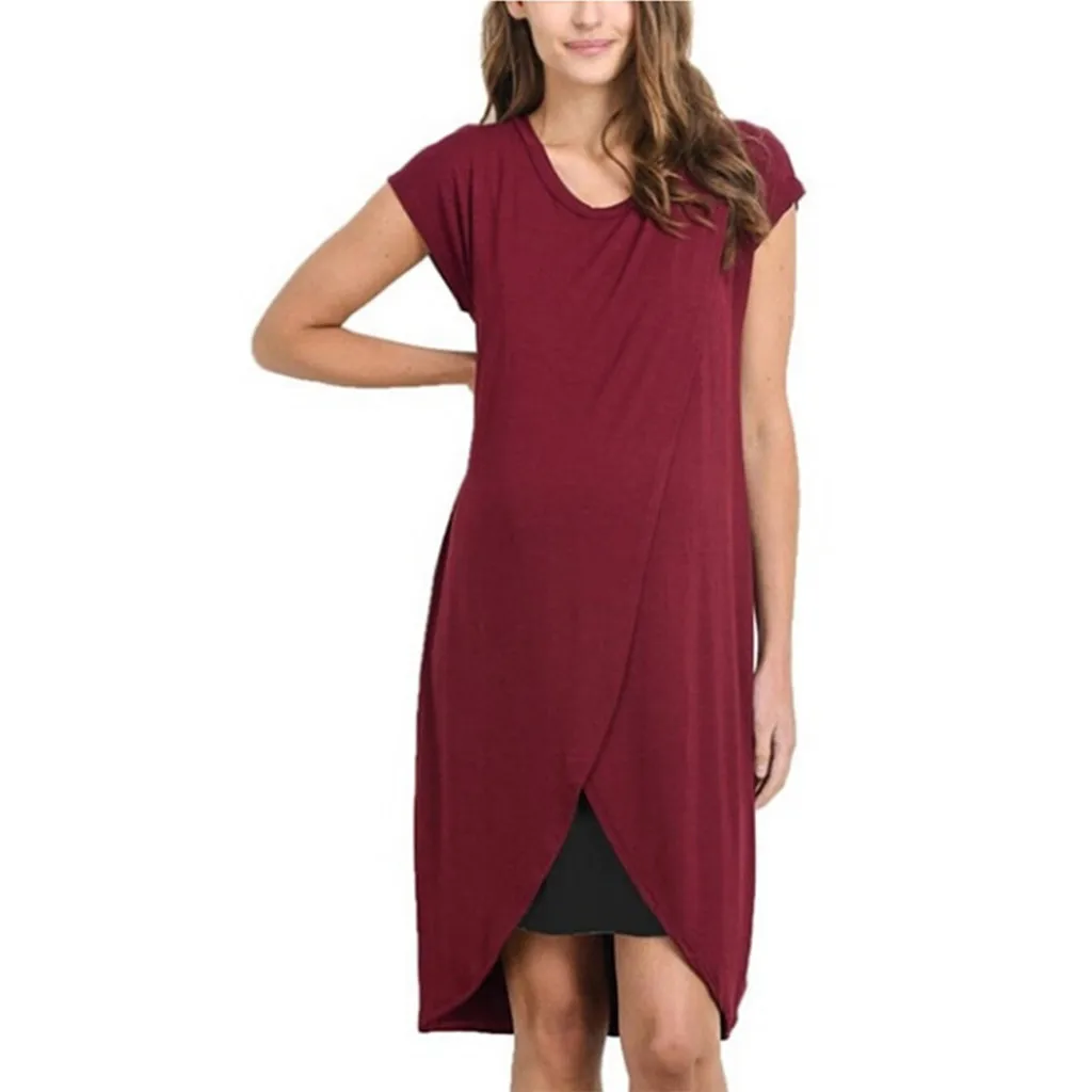 

MUQGEW Maternity dresses for photo shoot Women's maternity nursing wrap dresses for pregnant Summer sleeveless layer vest dress