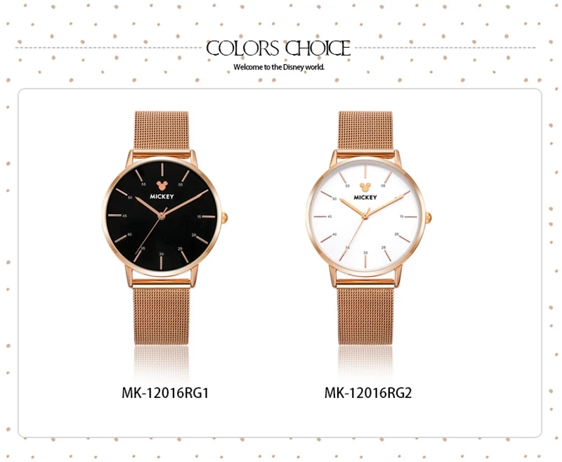 Новые оригинальные женские часы disney из розового золота, водонепроницаемые, полностью стальные, круглые, простые, модные часы «Микки», роскошные, лучший подарок для девочек, высокое качество