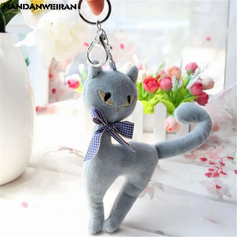 

HANDANWEIRAN 1PCS Mini Cat Plush Toy Creative Cute Cat Small Pendant Toys Doll Key Ring Rag Wedding Throwing Gift 18CM
