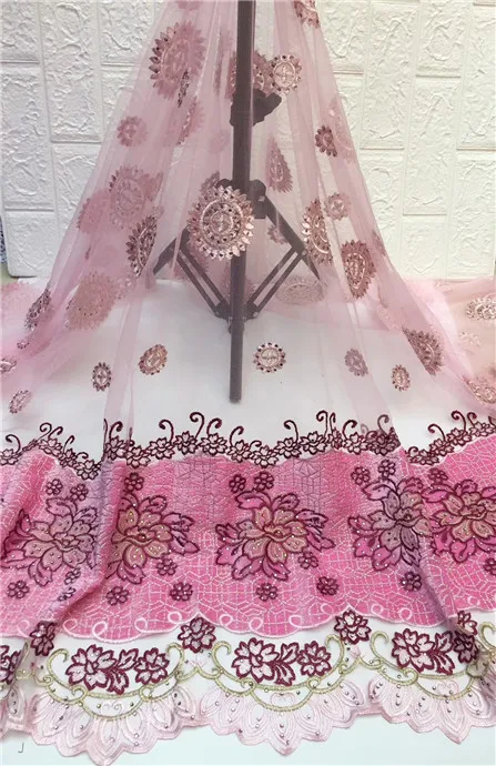 

High Quality Guipure Lace Fabric Peach Color African Cord Lace Wholesale Price Tulle lace fabric With Stones For Party(ZX-4-19
