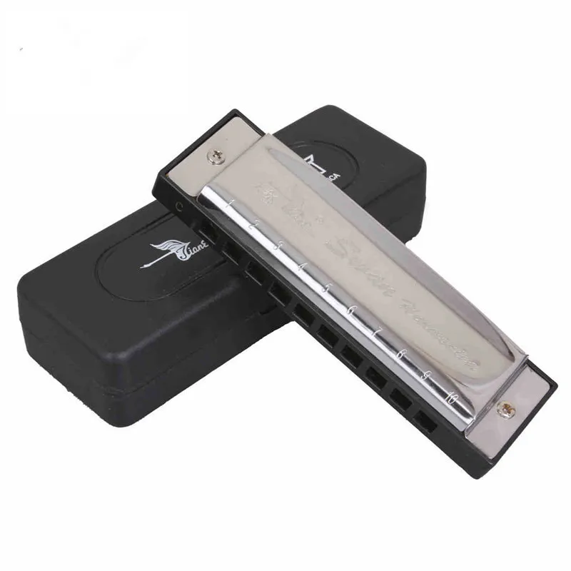 Silver Harmonica 10 Holes Key of C for Blues Rock Jazz Folk Harmonicas