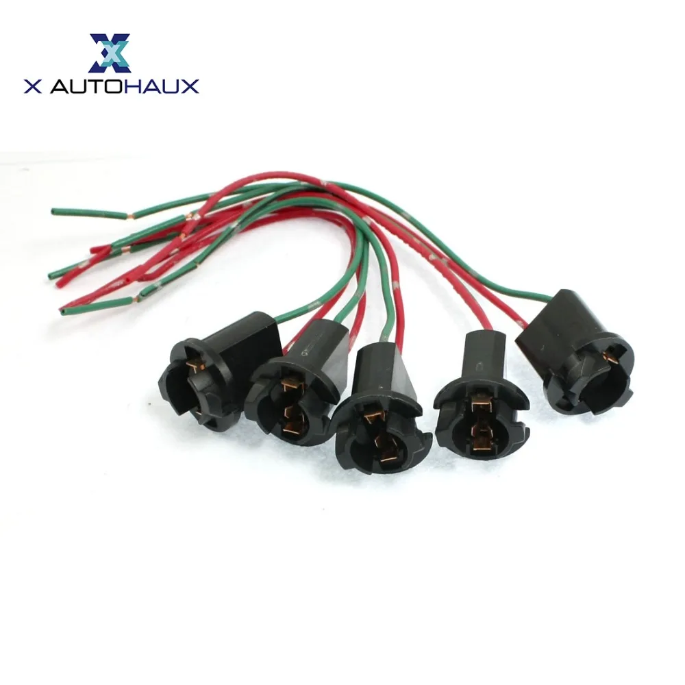 

X Autohaux Car Truck T10 W5w 194 Led Light Bulb Socket Holder Wire Connector 5 Pcs