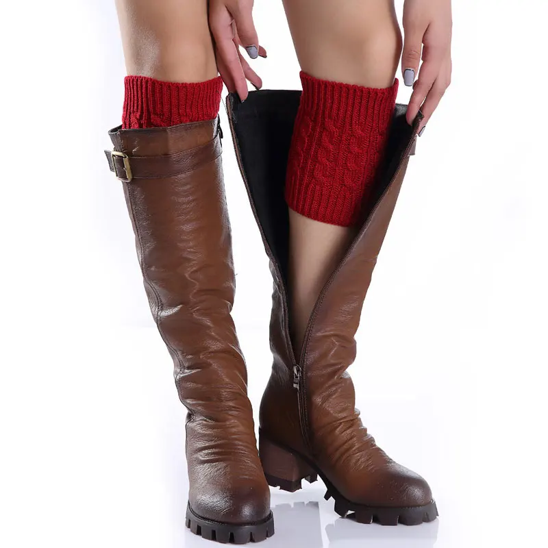 1 пара, сексуальные женские гетры, осенне-зимние теплые сапоги, носки, конопляные вязаные ботиночки с цветами, короткие носки с манжетами, LXH