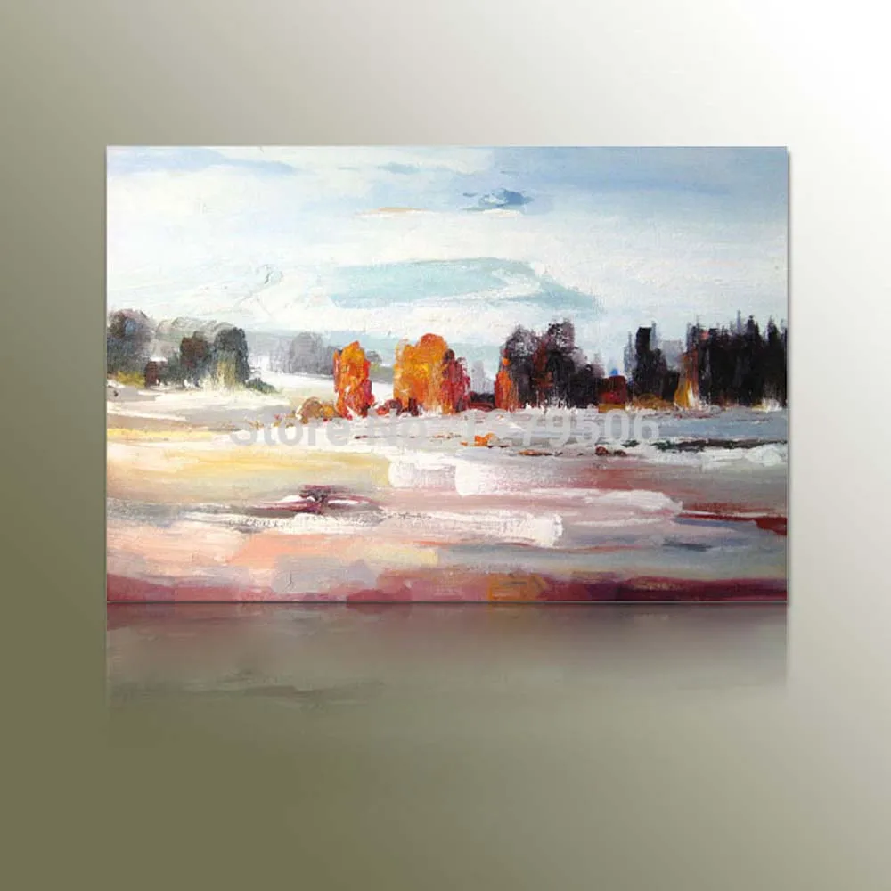 

Landscape picture wall art painting Modern oil Painting Hand Painted Mountain Tree and River Cnavas Oil Painting For Home Decor