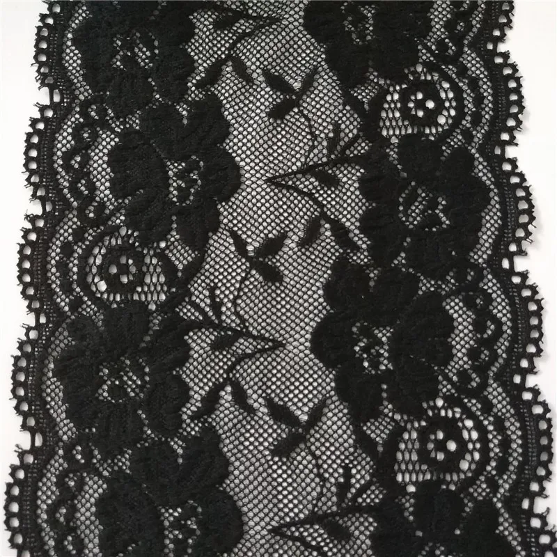 

50yards Nylon Spandex Lace 15cm width Plum Design Stretch lace Fabric Lace Sewing Elastic Lace Scalloped Lace for Clothing