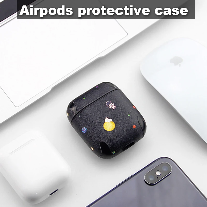

For Apple Airpods Hard Leather Case Protective Cover Bag Pouch Bluetooth Earphone Accessories With Strap Shock-Proof Fashion