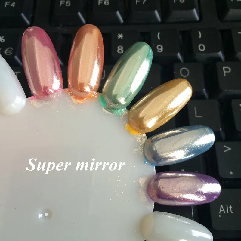 Супер зеркальный Серебряный пигмент хромированный эффект для украшения ногтей Блестки для ногтей порошок пыль Маникюр Блестящий серебряный порошок