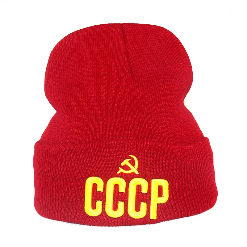 

women men CCCP USSR beanie cap 3D embroidery knitted cap hat unisex winter hats warm caps beanies wholesale