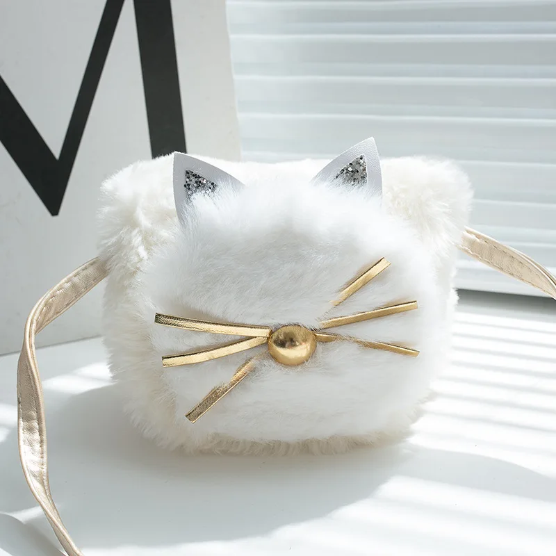 Korean Kids Mini Purse Handbag Cute Faux Fur Sequin Baby Girls