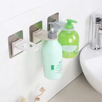 

Bathroom Accessories Wall Mounted Plastic Shampoo Bottle Shelf Shower Gel Rack Liquid Soap Holder Self Adhesive Shelves Hanger