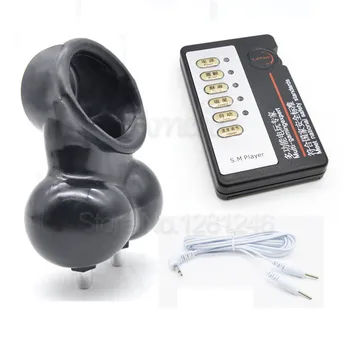 Electric Male Scrotum Penis Sleeve Silicone Cock Ring Penis Ring Chastity Device Cage Sex Ball Stretcher, Shock Delay Sex Toys 6