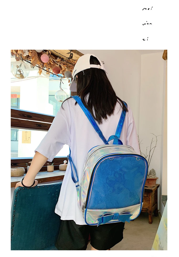 Модные лазерные прозрачные женские рюкзаки с милым бантом Ita, школьные сумки для девочек-подростков, прозрачный ПВХ водонепроницаемый Желейный женский рюкзак