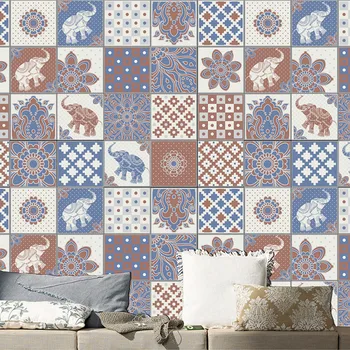 

20pc/lot 3D Imitation Retro Colored Tile Sticker Self Adhesive Anti-Skid Waterproof Decorative Wall Floor Stickers Wall Decals