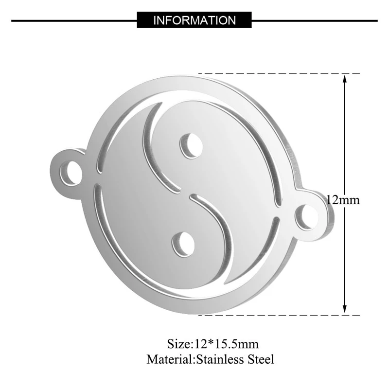 Semitree 5 шт. Taoism Taichi браслет из нержавеющей стали соединители DIY Подвески для ожерелья медальон для изготовления украшений вручную аксессуары
