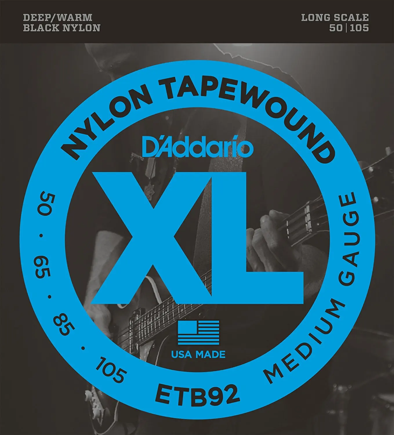D'Addario ETB92 Tapewound Bass Guitar Strings, Medium, 50 105, Long Scaleguitar stringsbass