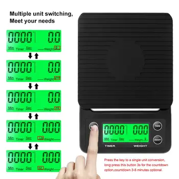 3kg/0.1g 5kg/0.1g Drip Coffee Scale With Timer Portable Electronic Digital Kitchen Scale High Precision LCD Electronic Scales 5
