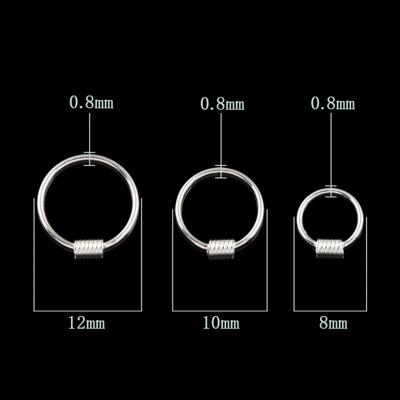 Real 925 sterling silver nipple ring round body piercing 20G outside diameter 8 10 12 mm piercing jewelry S925 fashion jewelry-1