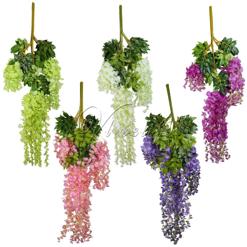 24pcs/lot 105cm Silk Wisteria Artificial Hanging Flowers Hanging Fake Flower for Wedding Party Home Garden Decoration 24pcs/lot 105cm Silk Wisteria Artificial Hanging Flowers Hanging Fake Flower for Wedding Party Home Garden Decoration