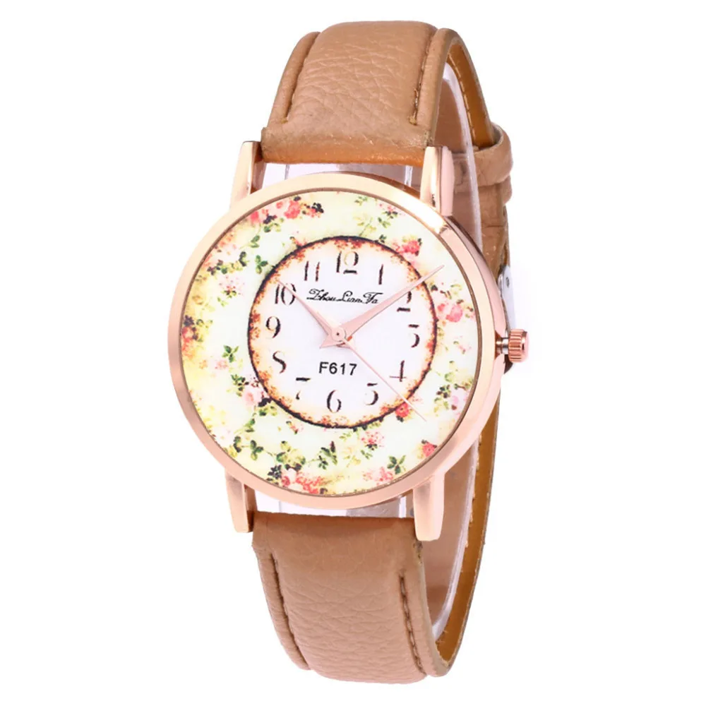 

2019 Women's luxury fashion casual gold women watches bracelet PU Leather Strap Analog Quartz Round Watch A40