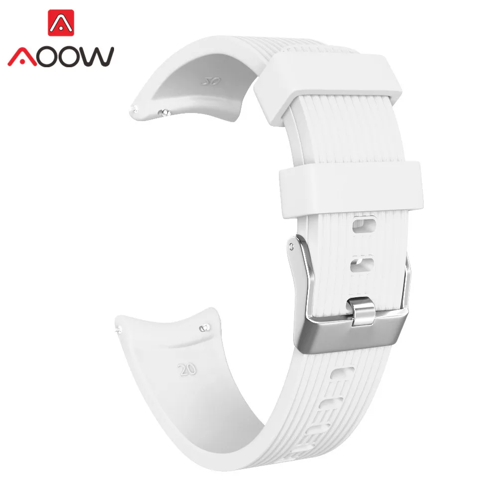 20 мм силиконовый ремешок для часов samsung Galaxy Watch Active 42 мм gear S2 SM-R810 SM-R500 полосатый резиновый спортивный браслет - Цвет ремешка: White