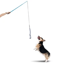 Забавная Выдвижная наружная тренировочная палка для упражнений Собака Щенок Прорезыватель полюс палочка для домашнего животного флирт полюс веревка игрушка