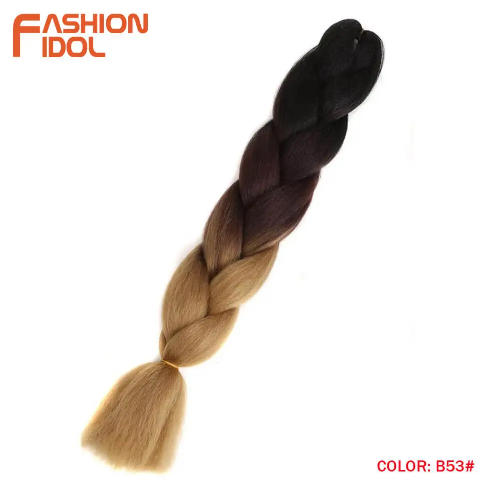 FASHION IDOL Synthetic Braiding Hair Ombre Kanekalon 24 Inch 100g/Pack Blonde Grey Crochet Braids Hair Extensions Jumbo Braids