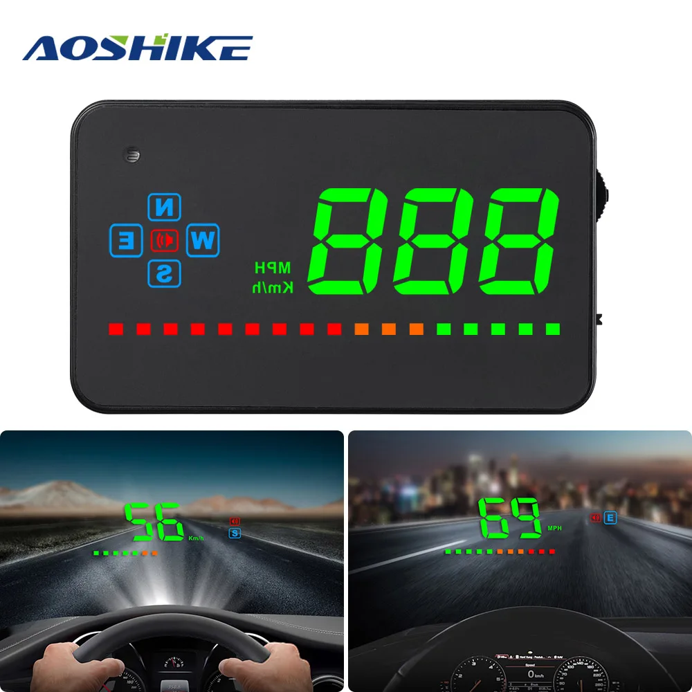 A5 Auto GPS HUD Head-up Display Car Alarm Detector Real Time Speedometer
