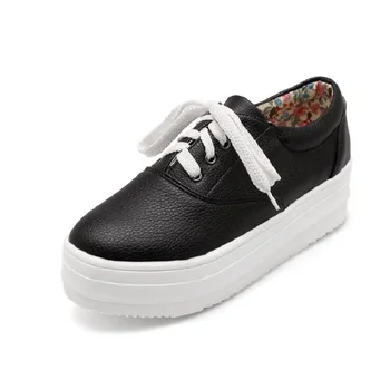 

New Nice Black White Platform Women Vogue Shoes Lace Up For Women Female Shoes Platform Creepers Oxfords Big Size 62