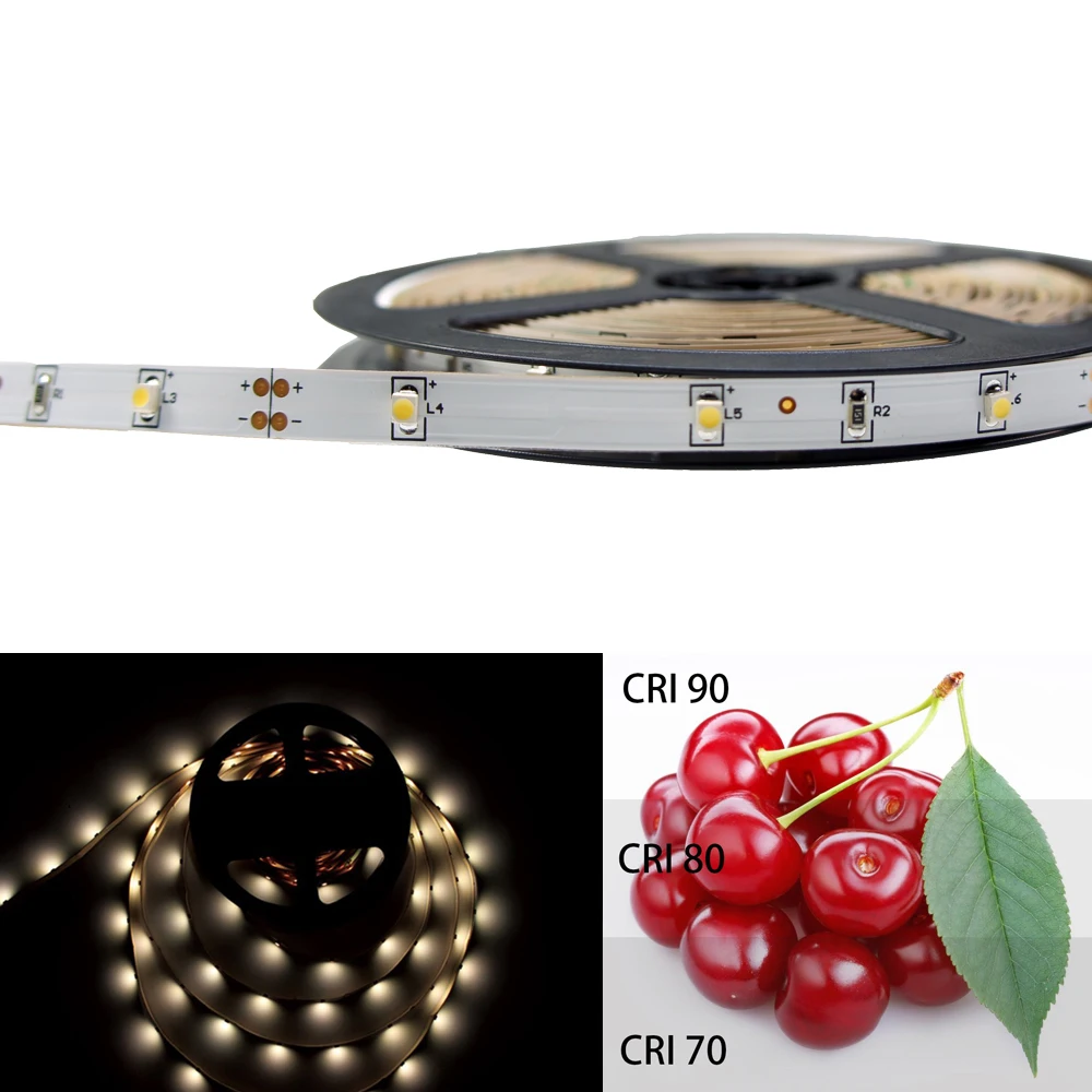 DC12V 5Meter CRI 90+ LED Tape SMD3528 150LED 70LM/ft High Color Rendering Index CRI90 Flexible LED Strips