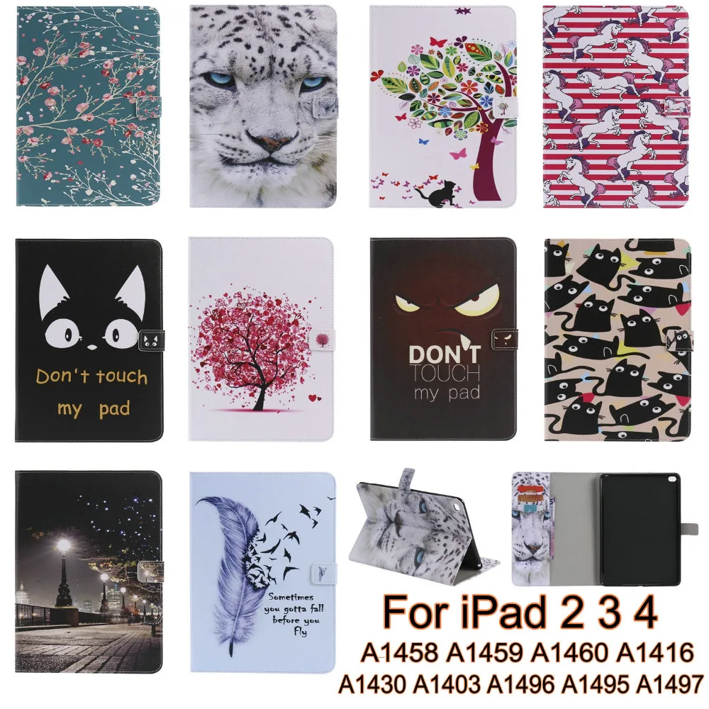 New Fashion Cute Cartrron Soft TPU Smart Tablet Case Cover For Apple iPad 2 iPad 3 iPad 4 Case Cover Kids Gift Screen Protector