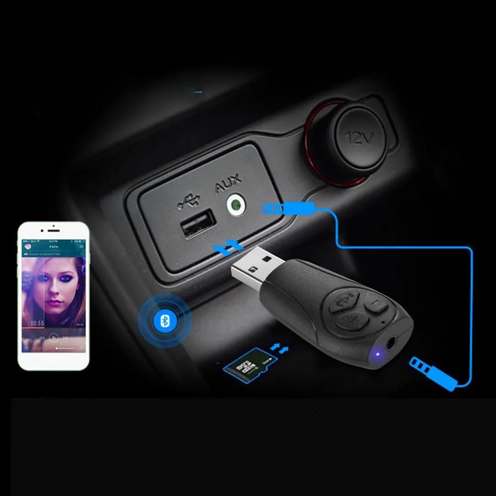 Беспроводной USB Bluetooth ресивер 3 5 мм AUX аудио разъем TF кардридер микрофон bluetooth