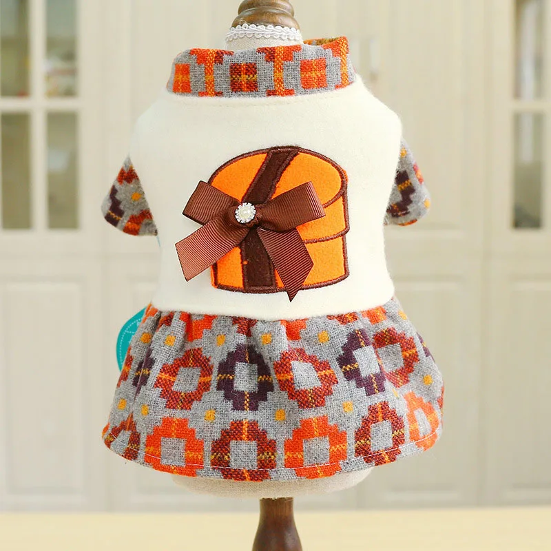 

Winter Warm Small Pet Dogs Dresses for Yorkies Shih Tzu Cute Bow Puppy Cat Skirt Dog Dress Clothes Outfit vestidos para perritas